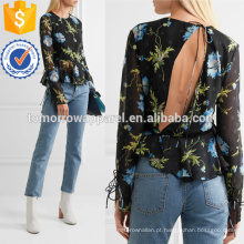 Open-back Embelezado Impresso Silk-georgette Blusa Fabricação Atacado Moda Feminina Vestuário (TA4136B)